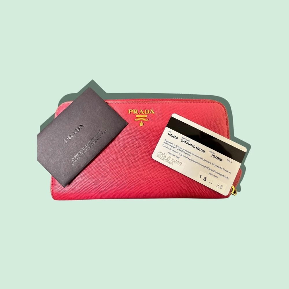 Prada Peonia Pink Saffiano Zippy Wallet – Bold & Chic – Gold Hardware – COA - Picture 7 of 7